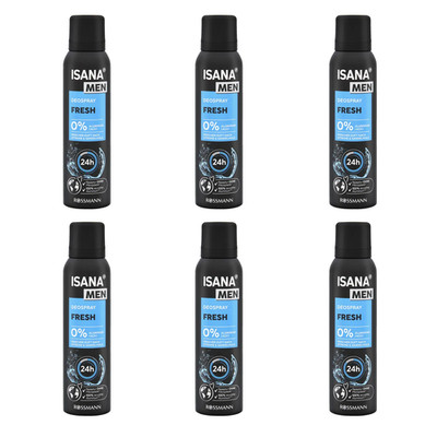 6 x 150ml ISANA MEN Deospray Fresh