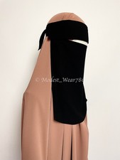 Flap Pull-down One Layer Niqab Muslim Women Face Veil Burqa Black
