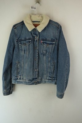 Levis Damen Denim Trucker Kragen Jacke Fleece gefüttert Größe L USA Outdoor