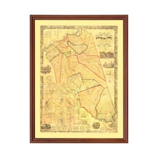 Old Map of Burlington County, NJ 1859 - Vintage New Jersey A