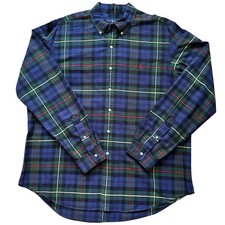 Vintage Polo Ralph Lauren Plaid Shirt XXL Oversized Blue Green Button Down