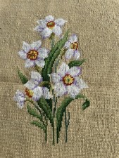 Bucilla Finished Needlepoint Orchids 22x22  30022/3 Mustard Background Vintage