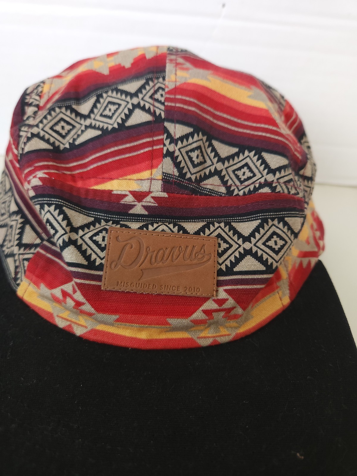 Dravus Patch Hat Aztec Blanket Pattern Script Log… - image 2