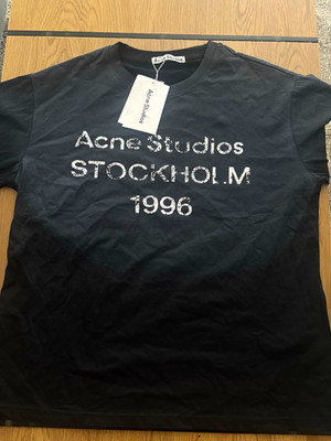 Acne Studios Herren T-Shirt Schwarz Gr. M Rundhals Kurzarm Logo-Print NEU