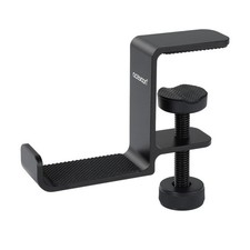 Black Aluminum Under Desk Headphone Hanger Stand SpaceSaving Headset Holder