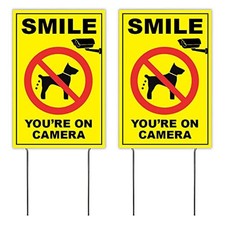 4LessCo 8x12 Inch Smile You are ON Camera No Dog Poop Yard Lawn Sign with Sta...