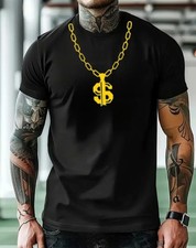 Gold chain Mens graphic TShirt Stylish Vibrant SoftStyle Adults Clothing 