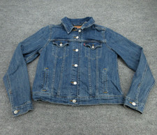 Levis Trucker Jacket Girls Large Blue Denim Long Sleeve Button Up Jean Youth L