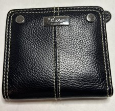 Buxton Black Westcott Bifold Wallet Women's Pebble Leather Organizer Snap Close