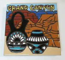 Earthtones GRAND CANYON Desert Hand Glazed  Art Tile  2012 #1508A Southwest