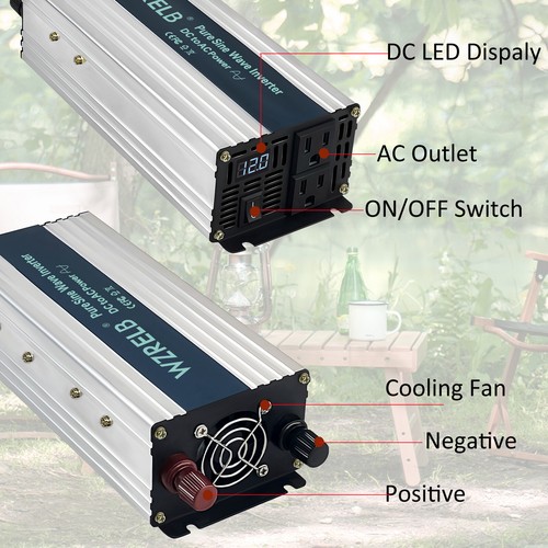 24V auf 120V 1000W Reiner Sinus Wechselrichter Stromwandler LKW Camping Auto Wohnmobil Haus - Bild 4 von 6