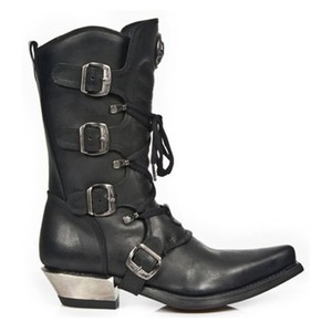 nera Newrock 7993 con con in pelle New Donna in cerniera Goth pizzo fibbia Rock c2 0nx0XrO