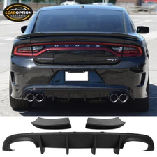 Fits 15-23 Dodge Charger Quad Exhaust Rear Diffuser + 2PC Side Aprons PP