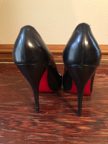 Christian Louboutin Very Prive Peep Toe black leather Pump Heel Eur 39 US 8.5 - Imagen 4 de 9
