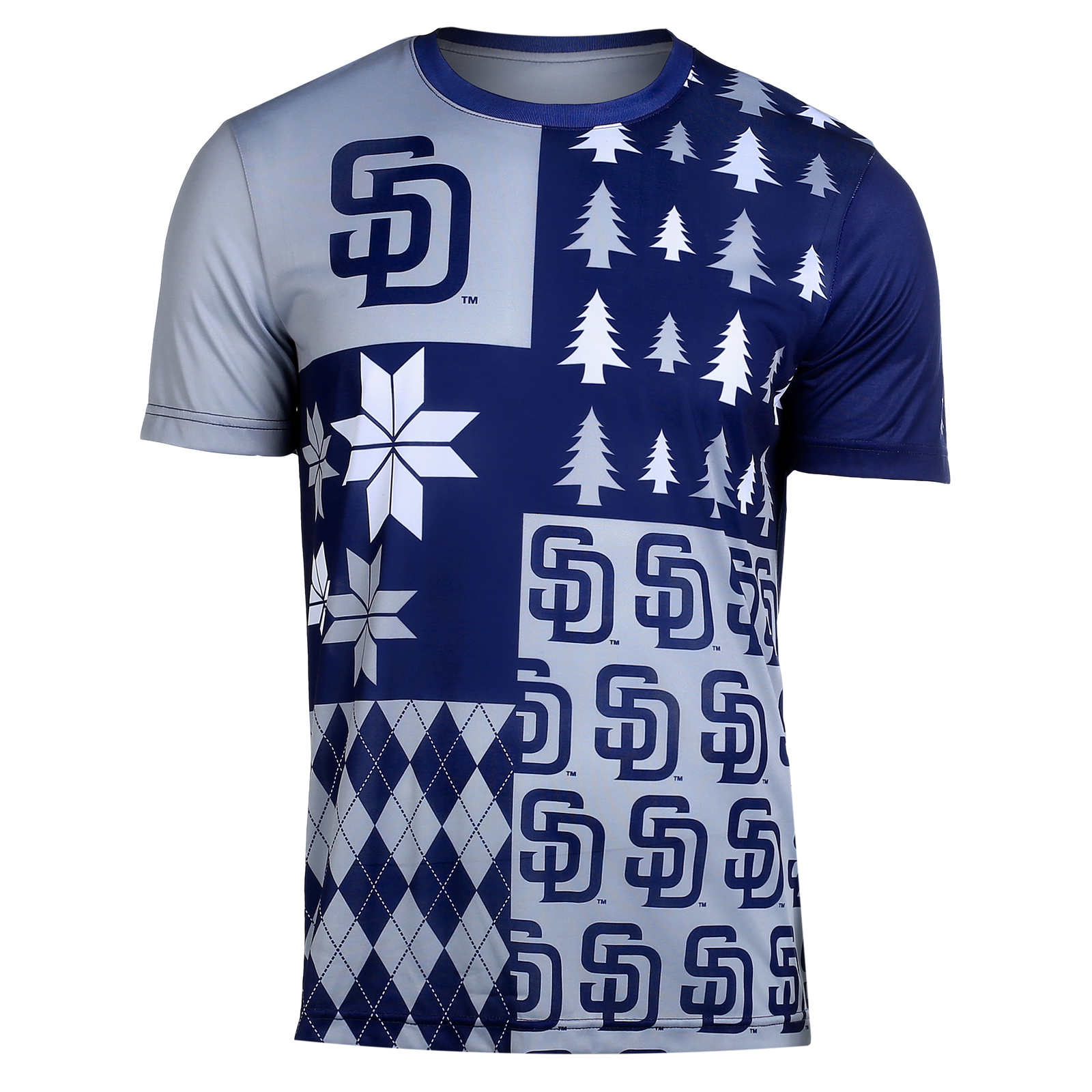 Мужская футболка FOCO MLB Mens San Diego Padres Busy Block с уродливым круглым вырезом