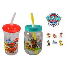 Paw Patrol Water Bottle, 2 PACK Kids Tumbler  Temp Tattoos - BPA Free Bottle