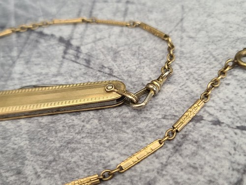 Vintage Ecco Gold Filled Pocket Folding Knife w/ Matching Original Chain Germany - Picture 5 of 24