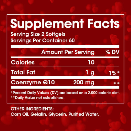 COQ10 Coenzyme Q10 200mg 120 Capsules Heart Health Energy Support Supplement US - Picture 3 of 8