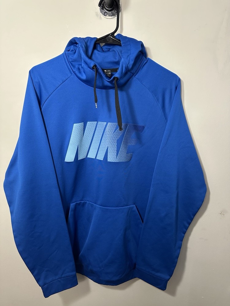 Nike Men’s X-Large Blue Therma-Fit Pullover Hoodie with Big Logo Design
