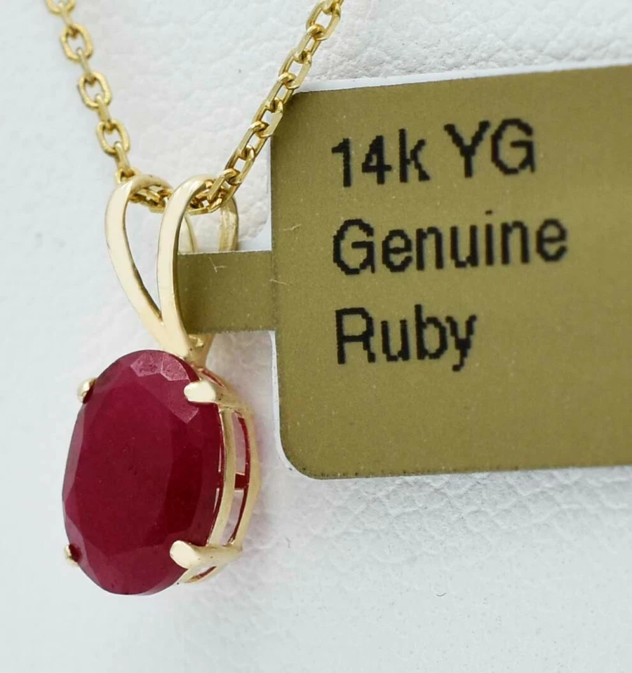 COLGANTE RUBÍ GENUINO 1,35 quilates ORO AMARILLO 14k - Servicio de tasación gratuito - Nuevo con etiquetas Foto 3 de 4