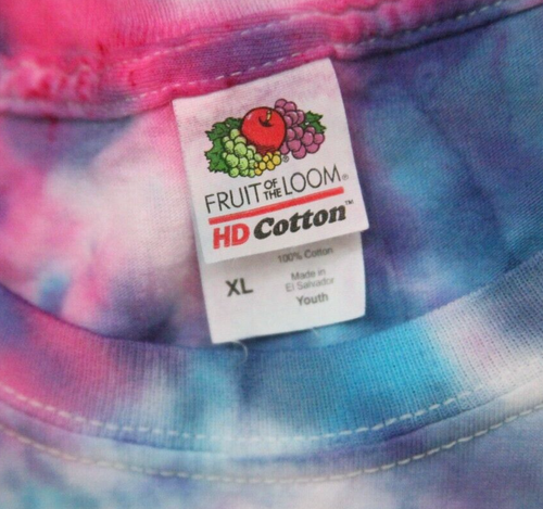 XL Fruit of the Loom Short Sleeve Boys Tie Dye T-Shirt Cotton Extra Large WS267 - Picture 4 of 6