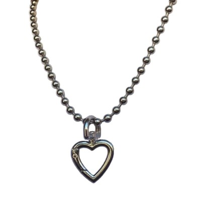 Vintage Heart Choker Necklace for Women Adjustable Chain Silver Collarbone Chain