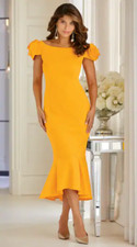 3X PLUS Midnight Velvet Yellow Formal Cocktail Wedding Rosette Sleeve Dress