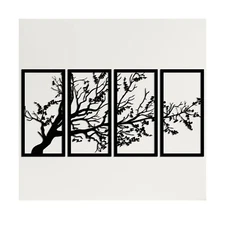 DEKADRON Metal Wall Art, Tree of Life 4 Panels, Metal Tree Wall Art, Tree Sig...