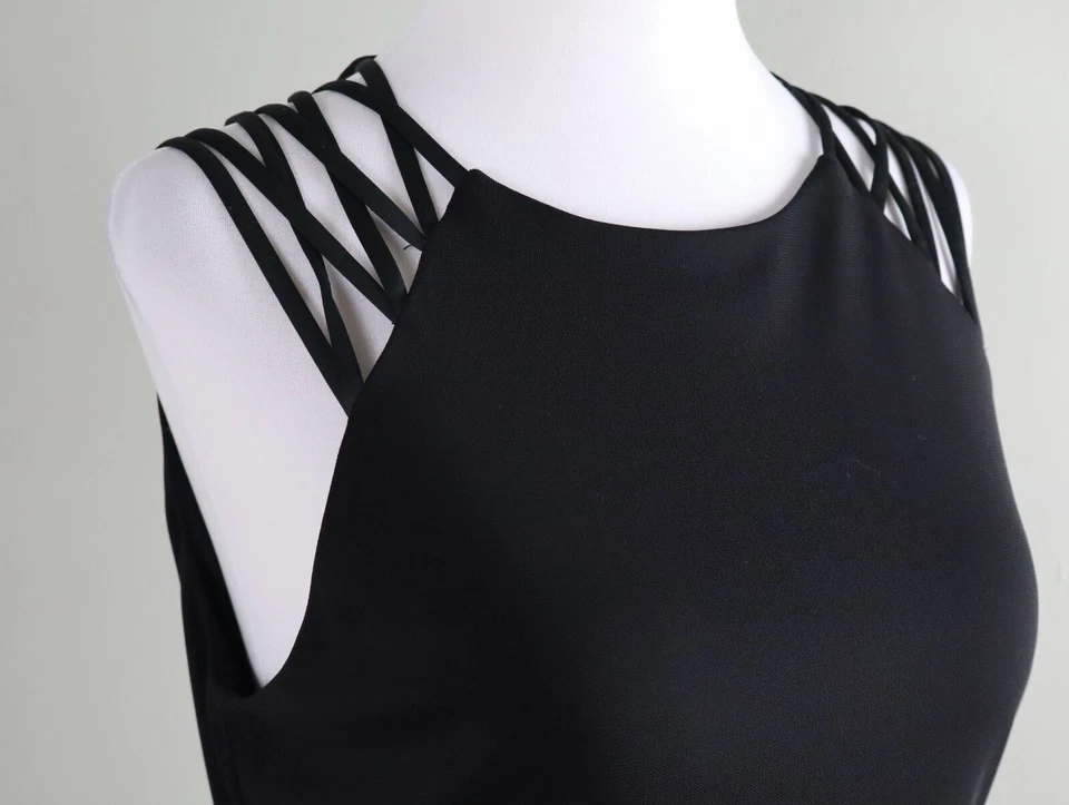 LAUREN RALPH LAUREN $139 Vestido de tubo de tirantes de satén elástico negro sólido Talla 8 Foto 3 de 4