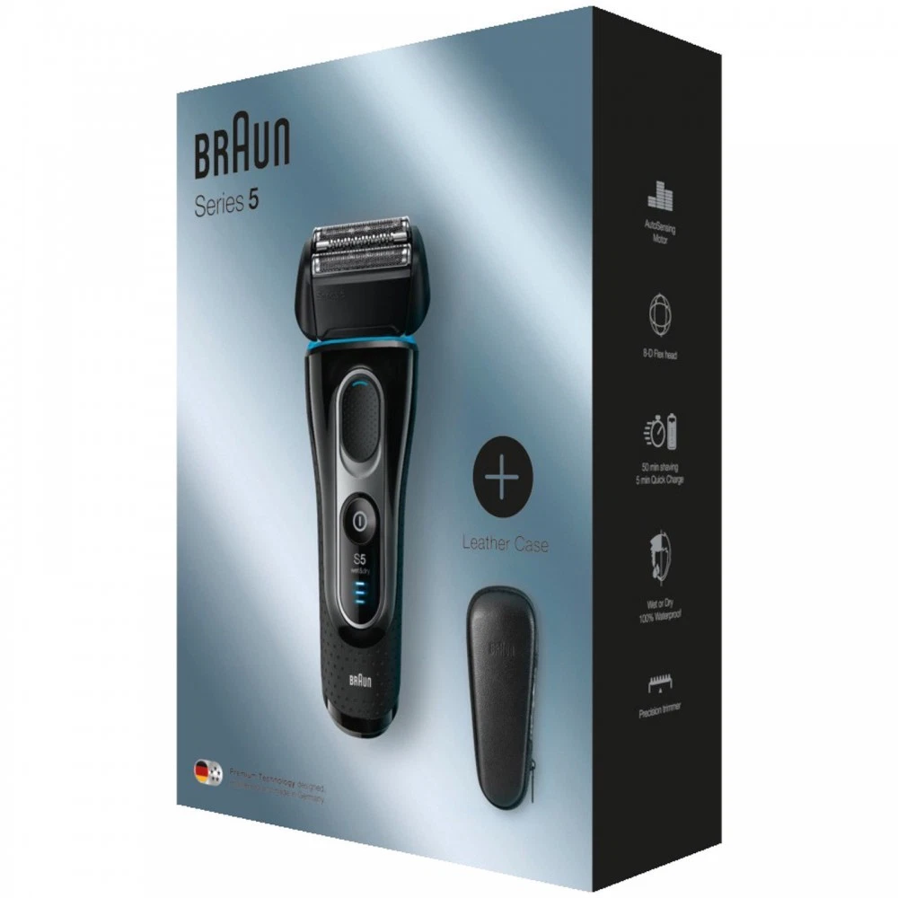 BRAUN 5147S Series 5 Premium Edition Men Foil Shaver Black/Silver Washable New