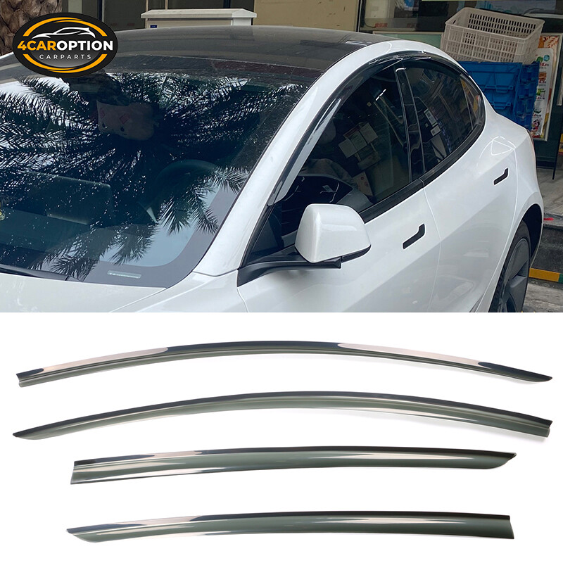 Fits 17-24 Tesla Model 3 Window Visors Rain Sun Guard Vent 4PCS Set