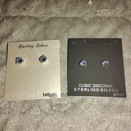 Sterling Silver Earrings Cubic Zirconia From Kohls Primrose Lot Of 2 New