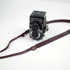 New Cam-in Adjustable Leather Shoulder/neck strap For Rollei Rolleiflex wine red
