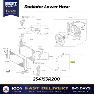 ⭐Genuine⭐ Radiator Lower Hose 254153R200 for Hyundai Azera Kia