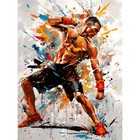 Martial Arts Kickboxer Athlete Splat Paint Art Canvas Poster Print Picture Art