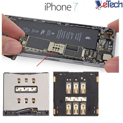 For Apple Iphone 7 Sim Card Reader Holder Connector Replacement