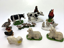 Lot of 10 Farm Animals, Resin, Plastic, cows, sheep, ducks, rooster, dog