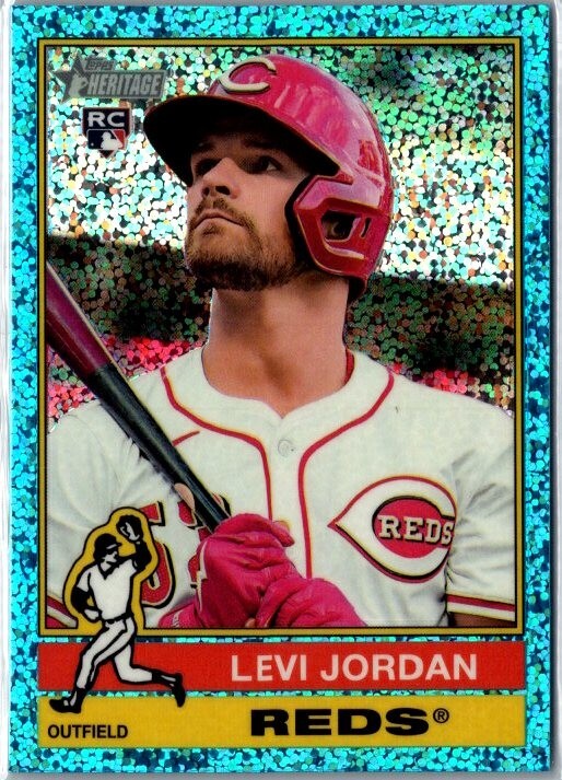 2025 Topps Heritage LEVI JORDAN (RC #88 Chrome Light Blue Sparkle Refractor REDS
