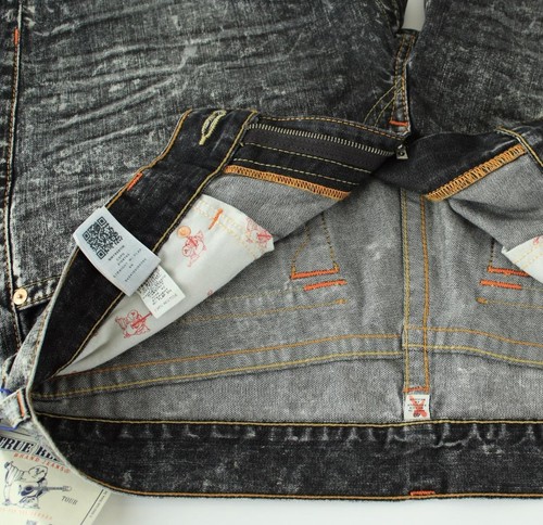 TRUE RELIGION Men's Jeans STRAIGHT Flap Pockets RED TIDE Gray Acidwash NWT - Picture 6 of 6