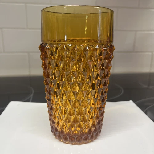Indiana Glass Diamond Point Flat Amber Tumbler
