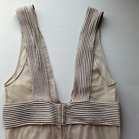 La Perla Silk Mesh Lingerie Slip Size S V-Neck Sheer Beige Sexy Intimate Boudoir