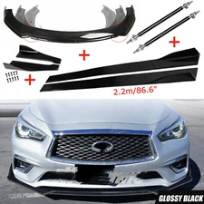 Front Rear Bumper Lip Spoiler Body Kit Splitter-Side Skirt For Infiniti Q50 Q60
