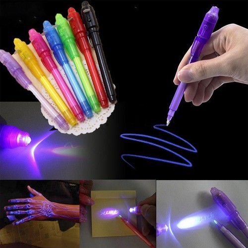7pcs UV Light Invisible Ink Spy Pen Magic Secret Marker Message Pens Kids Toy - Picture 2 of 10