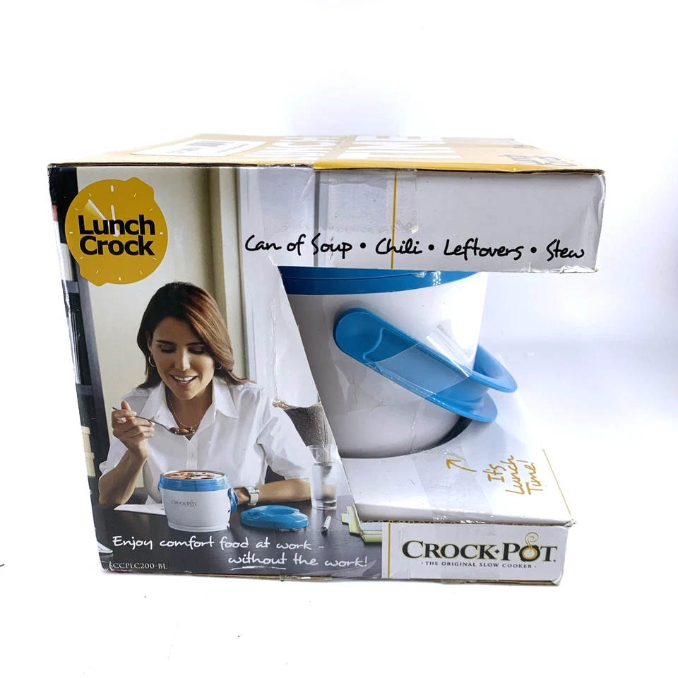 Crock Pot Lunch Crock Portable Slow Cooker Food Warmer White & Blue NIB - Image 2 of 4