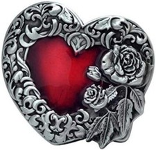 Red Heart Rose Belt Buckle Metal BU198
