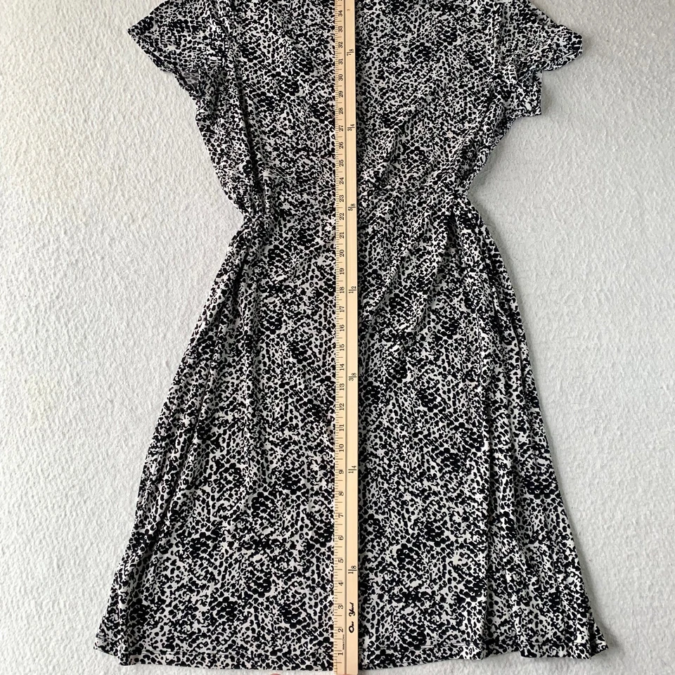 Vestido George elástico para mujer L grande 12-14 negro blanco calce acampanado lazo elástico Foto 3 de 4