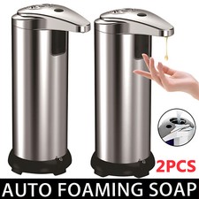 2PCS Stainless Auto Handsfree Sensor Touchless Soap Dispenser Kitchen Bathroom