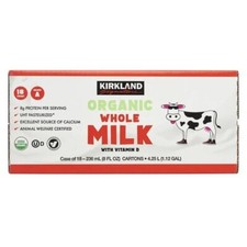 Kirkland Signature Organic Whole Milk, 8 Fluid Ounce Pack of 18