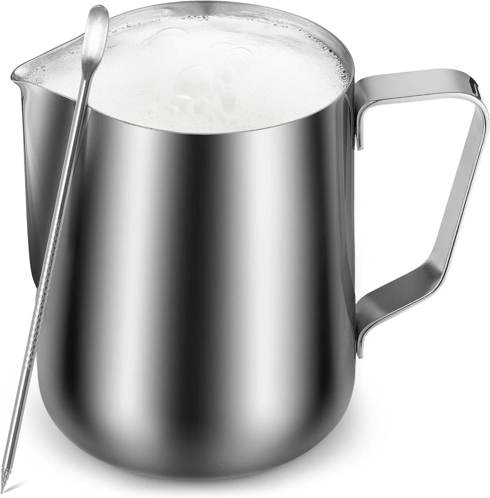 Milk Frother Cup 350ml/600ml/950ml 12 oz - 350 ml, Silver Milk Frother Cup 350ml/600ml/950ml 12 oz - 350 ml, Silver