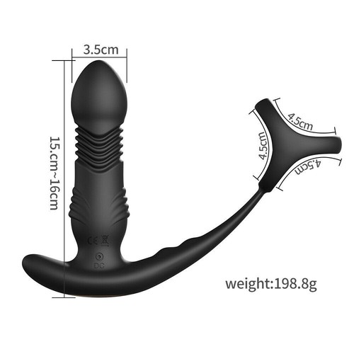 Telescopic Penis Anal Butt Plug Vibrator Cock Ring Men Prostate Massager Sex Toy - Picture 14 of 19